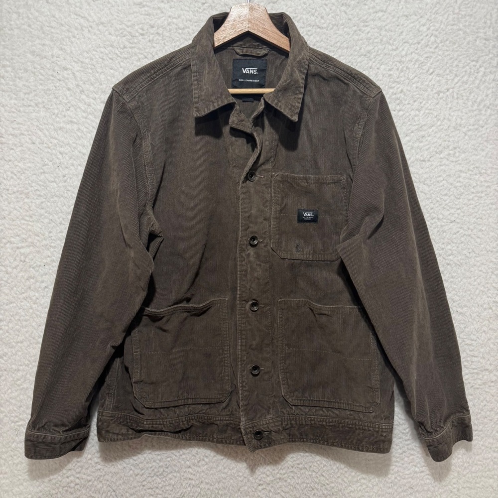 Vans Drill Chore Coat Mens Medium Brown Corduroy Button Up‎ Jacket